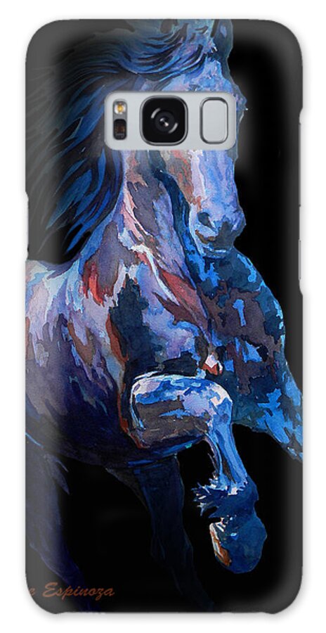 Iridescent Black Horse Galaxy Case featuring the painting F  I  R  E   B  L  U  E   by J U A N - O A X A C A