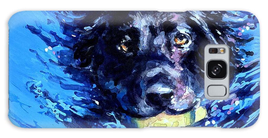 Black Lab Galaxy Case featuring the painting Black Lab Blue Wake by Molly Poole