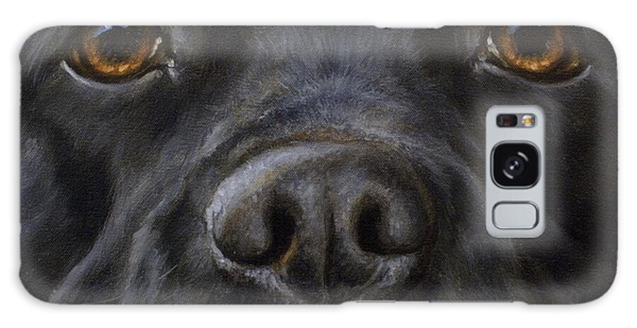 Labrador Galaxy Case featuring the painting Black Labrador Close Up by John Silver