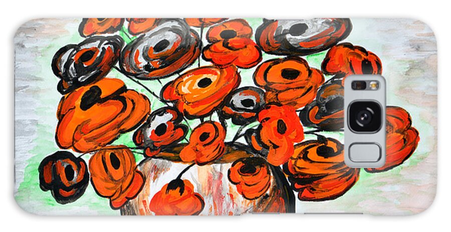 Poppies Galaxy Case featuring the painting Black Poppies by Ramona Matei