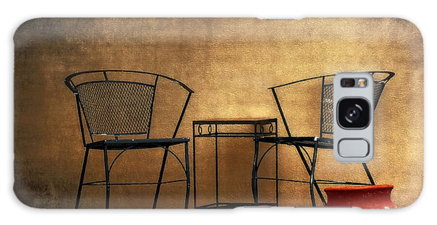 Chairs Galaxy Case featuring the photograph Black Table and Chairs by Lucinda Walter