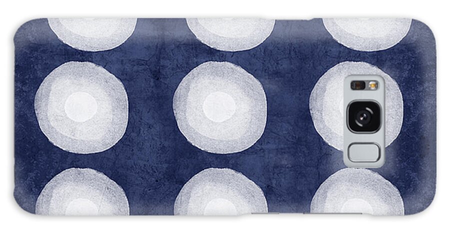 Blue Galaxy Case featuring the painting Blue and White Shibori Balls by Linda Woods