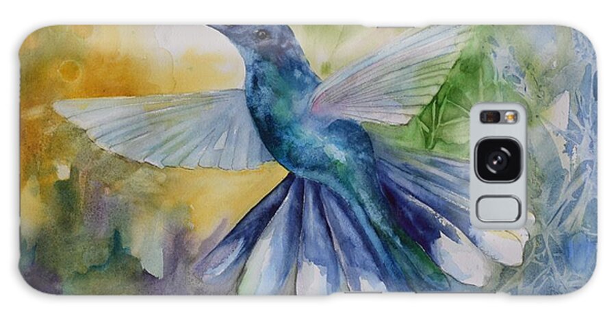 Hummingbird Galaxy S8 Case featuring the painting Blue Chitter by Pamela Shearer