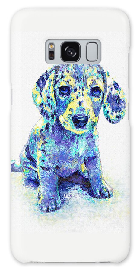 Jane Schnetlage Galaxy Case featuring the digital art Blue Dapple Dachshund Puppy by Jane Schnetlage