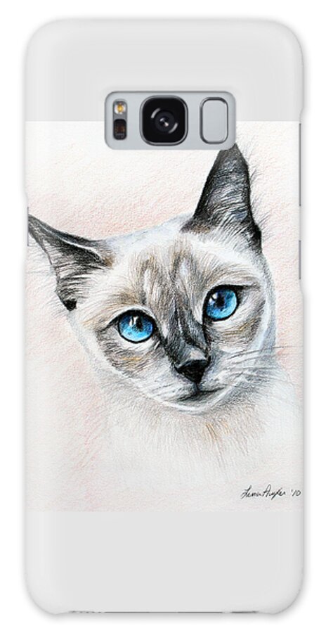 Cat Galaxy S8 Case featuring the drawing Blue Eyes by Lena Auxier