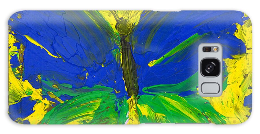 Butterfly Galaxy Case featuring the painting Blue Green Yellow Butterfly by Patricia Awapara