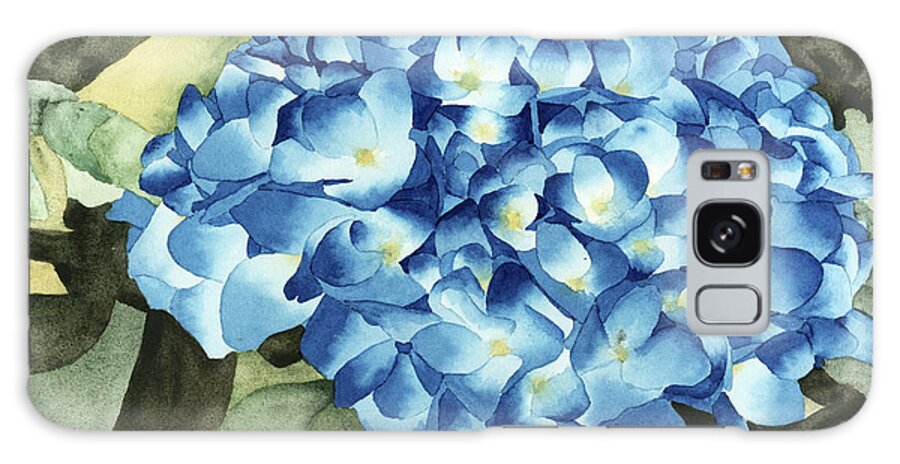 Blue Galaxy Case featuring the painting Blue Hydrangeas by Ken Powers