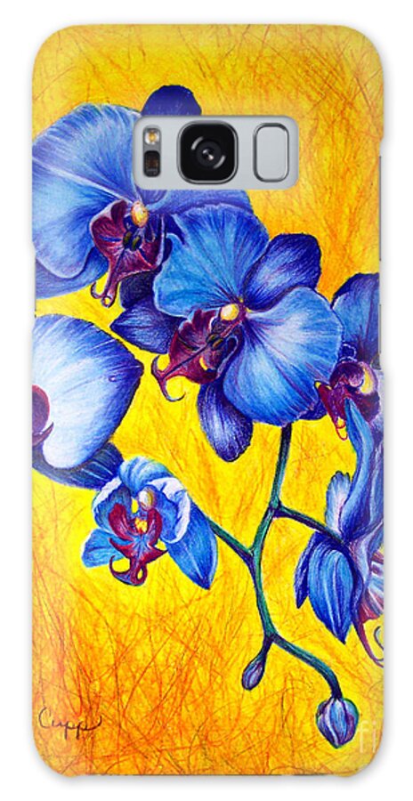 Orchid Flower Galaxy Case featuring the painting Blue Orchids 1 by Nancy Cupp