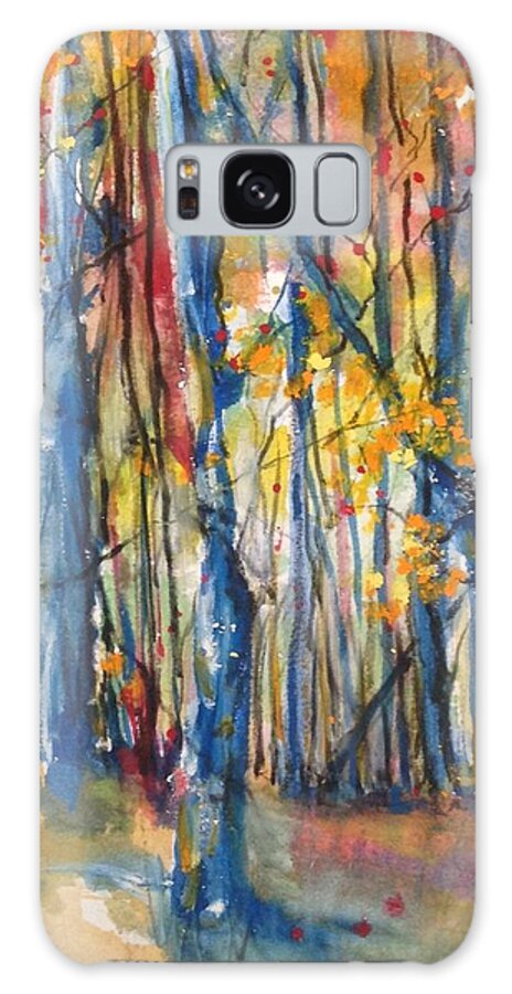 Blue Trees Galaxy Case featuring the painting Blue Tree Group by Robin Miller-Bookhout