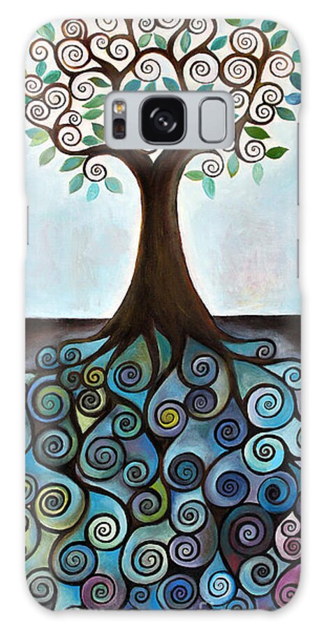 Tree Galaxy Case featuring the painting Blue Tree by Manami Lingerfelt