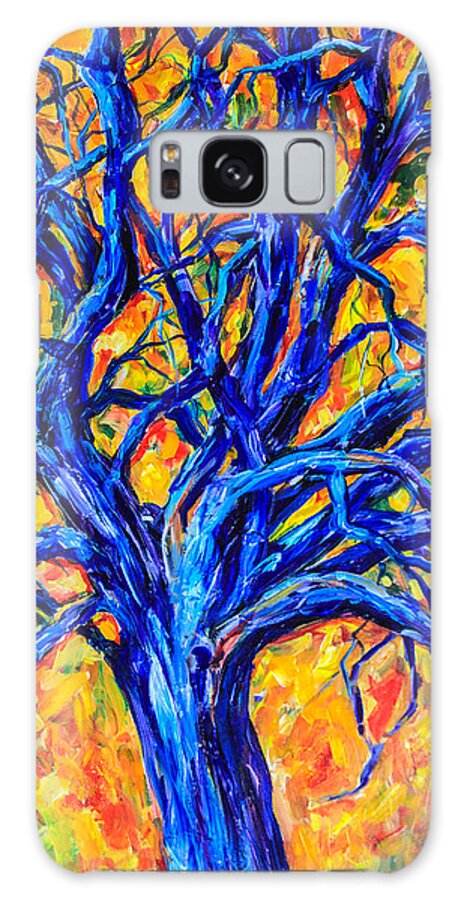 Tree Galaxy Case featuring the painting Blue Tree by Sally Quillin