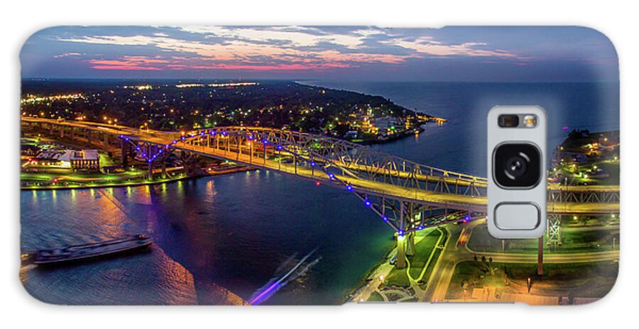 Photography Galaxy Case featuring the photograph Blue Water Bridge At Dusk, Port Huron by Panoramic Images