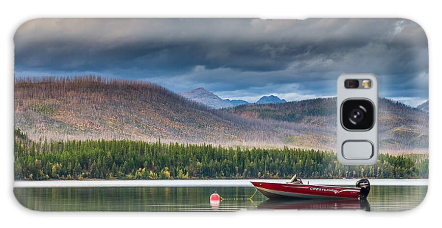 Glacier National Park Galaxy Case featuring the photograph Boat on Lake McDonald by Greg Nyquist