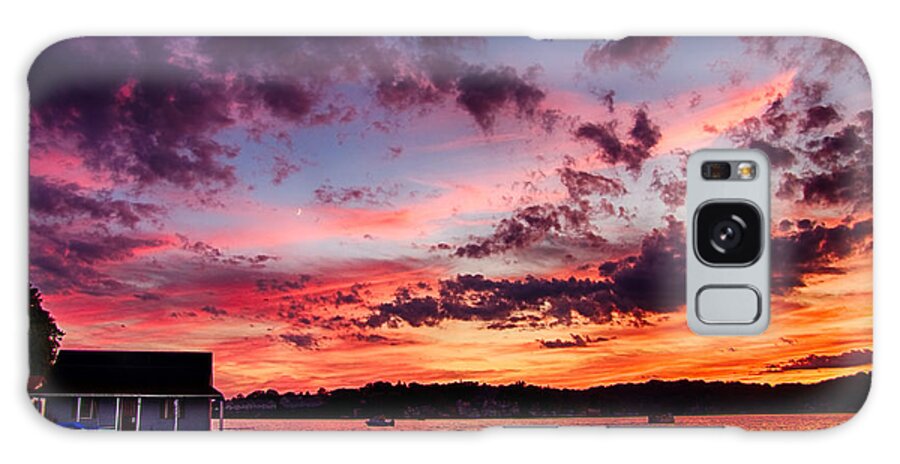 Lake Hopatcong Galaxy Case featuring the photograph Boathouse Sunset by Mark Miller