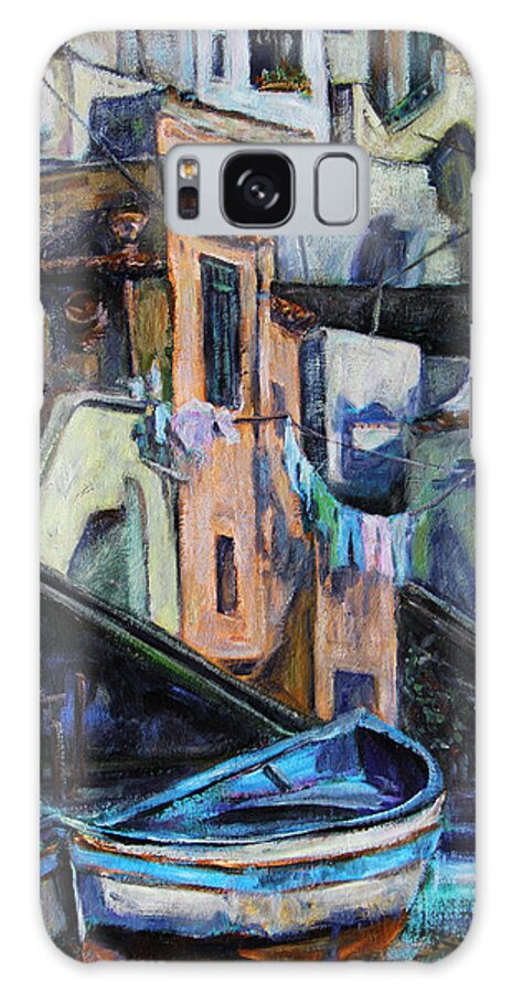 Scenery Galaxy Case featuring the painting Boats in front of the Buildings I by Xueling Zou