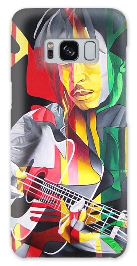Bob Marley Galaxy Case featuring the painting Bob Marley and rasta Lion by Joshua Morton