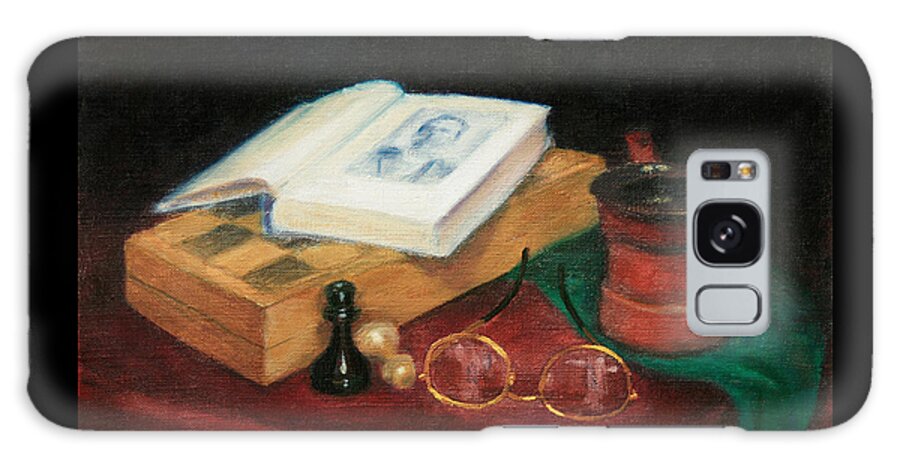 Book Galaxy Case featuring the painting Books-Chess-Coffee by Masha Batkova