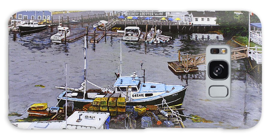 Boothbay Harbor Galaxy Case featuring the painting Boothbay Lobster Wharf by Thomas Michael Meddaugh