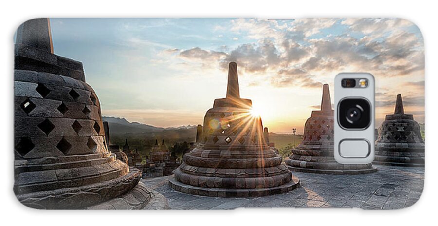 Tranquility Galaxy Case featuring the photograph Borobudur During Golden Hour by The Trinity