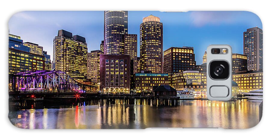 Downtown District Galaxy Case featuring the photograph Boston Skyline At Sunset by (c) Swapan Jha