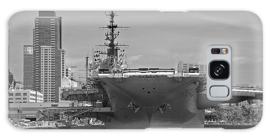 Claudia's Art Dream Galaxy S8 Case featuring the photograph Bow of the Uss MIDWAY MUSEUM CV 41 Aircraft carrier - black and white by Claudia Ellis