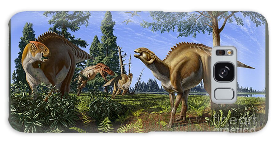 Dinosaur Galaxy Case featuring the digital art Brachylophosaurus canadensis by Julius Csotonyi
