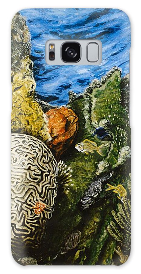 Brain Coral Galaxy Case featuring the painting Brain Coral in the Indian Ocean by Mackenzie Moulton
