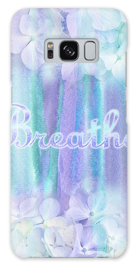 Breathe Galaxy S8 Case featuring the painting Breathe Refreshing Hydrangea Turquoise Purple Watercolor by Beverly Claire Kaiya