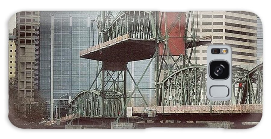 Galaxy Case featuring the photograph Bridge Lift In Downtown Portland by Mike Warner