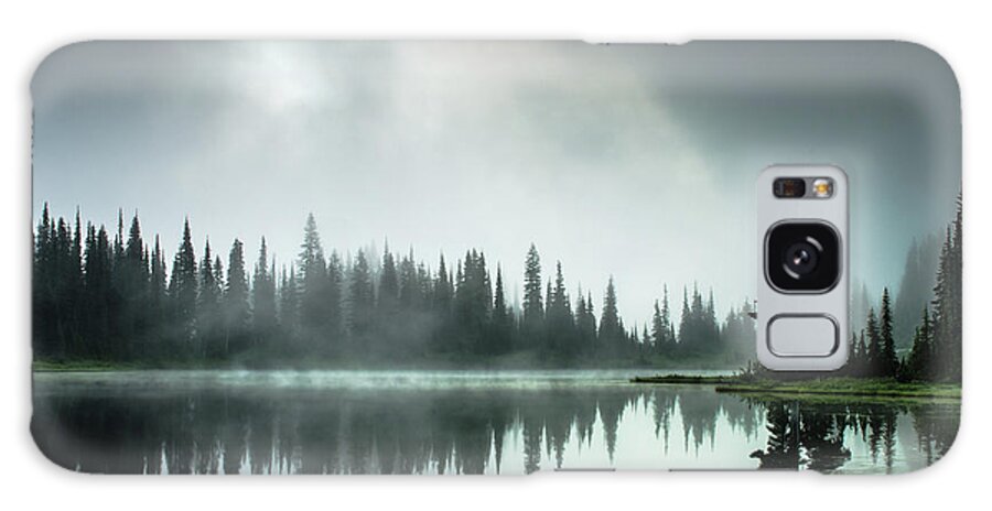 Tranquility Galaxy Case featuring the photograph Bright Mist And Trees Reflected In A by Brian Xavier Photography