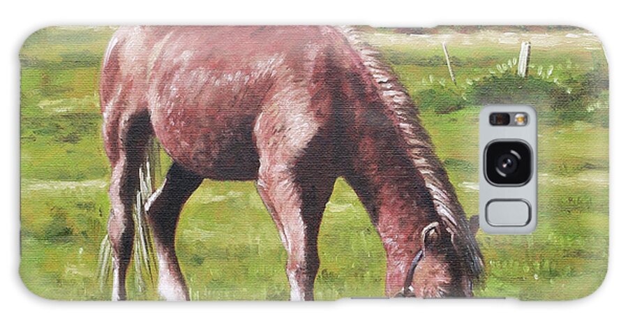 Horse Galaxy Case featuring the painting Brown Horse By Stables by Martin Davey