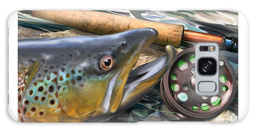 Sports Galaxy Case featuring the digital art Brown Trout Sunset by Craig Tinder