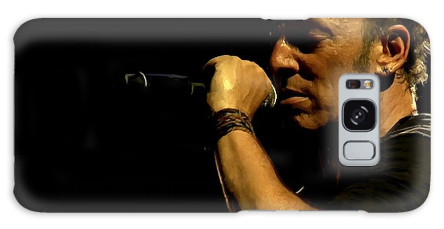 Bruce Springsteen Galaxy Case featuring the digital art Bruce Springsteen performing The River at Glastonbury in 2009 - 3 by Gabriel T Toro