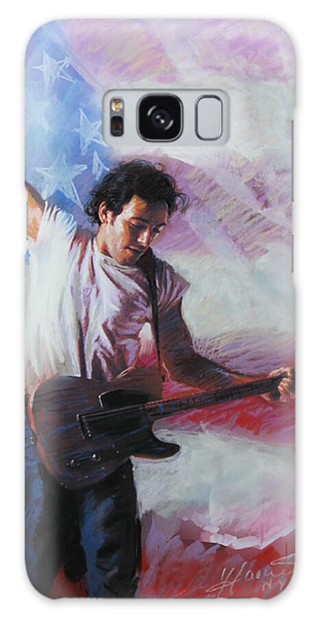 Singer Galaxy Case featuring the mixed media Bruce Springsteen The Boss by Viola El