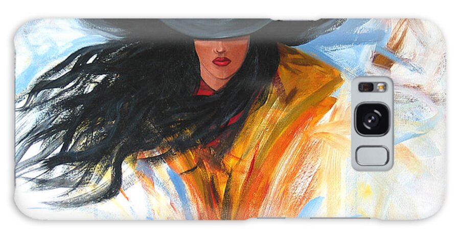 Cowgirl Galaxy Case featuring the painting Brushstroke Cowgirl by Lance Headlee