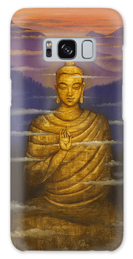 Buddha Galaxy Case featuring the painting Buddha. Passing clouds by Vrindavan Das