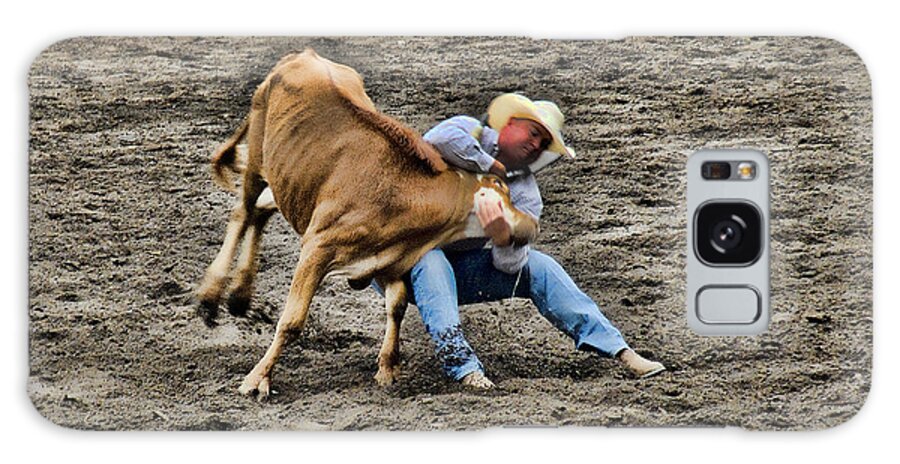 Rodeo Galaxy S8 Case featuring the photograph Bull Dogging by Ron Roberts