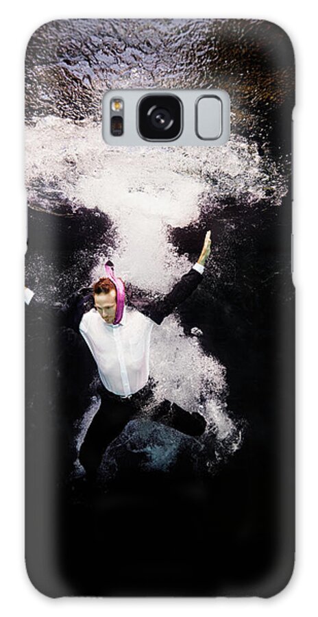 People Galaxy Case featuring the photograph Businessman In Suit Plunging Into Water by Thomas Barwick