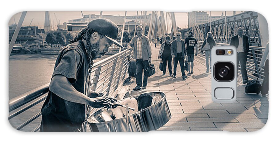 Britain Galaxy Case featuring the photograph Busker playing steel band drum steelpan in London by Peter Noyce