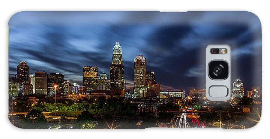Charlotte Skyline Captured 04/13/12. Galaxy Case featuring the photograph Busy Charlotte Night by Chris Austin