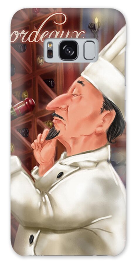Waiter Galaxy Case featuring the mixed media Busy Chef with Bordeaux by Shari Warren