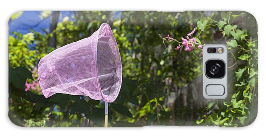 Catching Galaxy Case featuring the photograph Butterfly Net in Garden by Bryan Mullennix