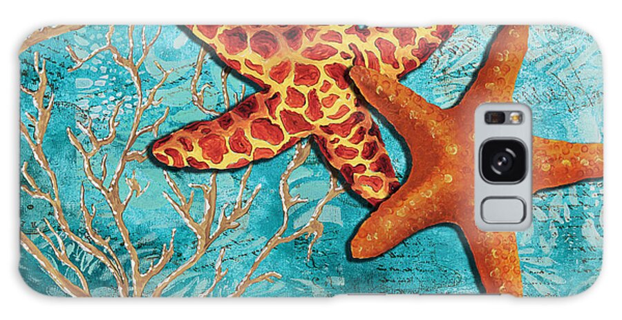 Starfish Galaxy Case featuring the painting By the Sea Shore Original Coastal Painting Colorful Starfish Art by Megan Duncanson by Megan Aroon