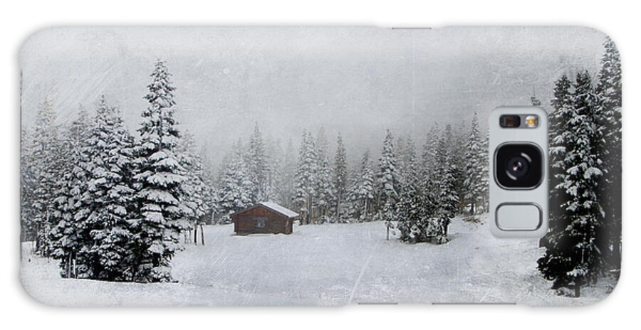 Snow Galaxy Case featuring the photograph Cabin in the Woods-textured by Marilyn Wilson