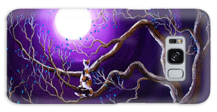 Landscape Galaxy Case featuring the painting Calico Cat in Haunted Tree by Laura Iverson