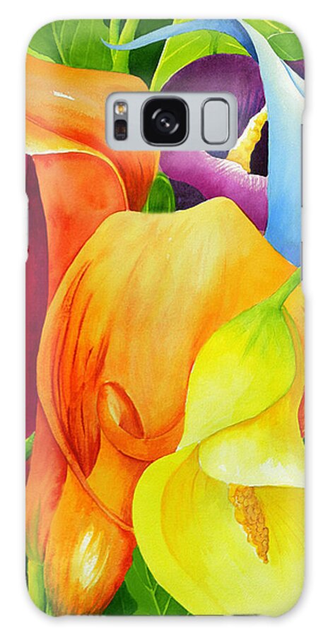 Flower Paintings Galaxy Case featuring the painting Calla Lily Rainbow by Janis Grau