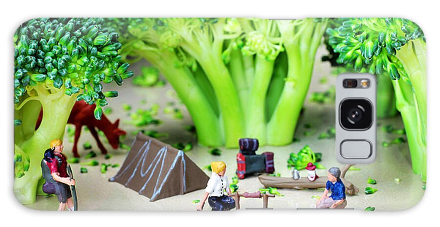 Camping Galaxy Case featuring the photograph Camping among broccoli jungles miniature art by Paul Ge