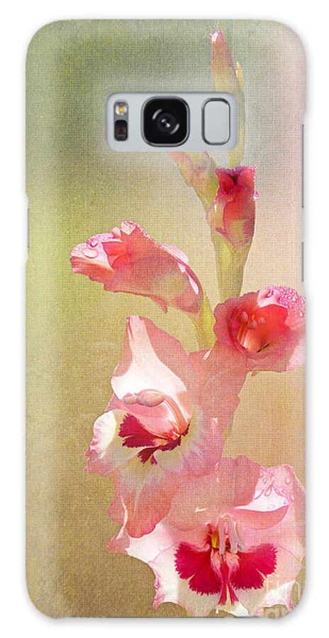 Pink Galaxy Case featuring the photograph Candy Cane Gladiolas by Kathi Mirto