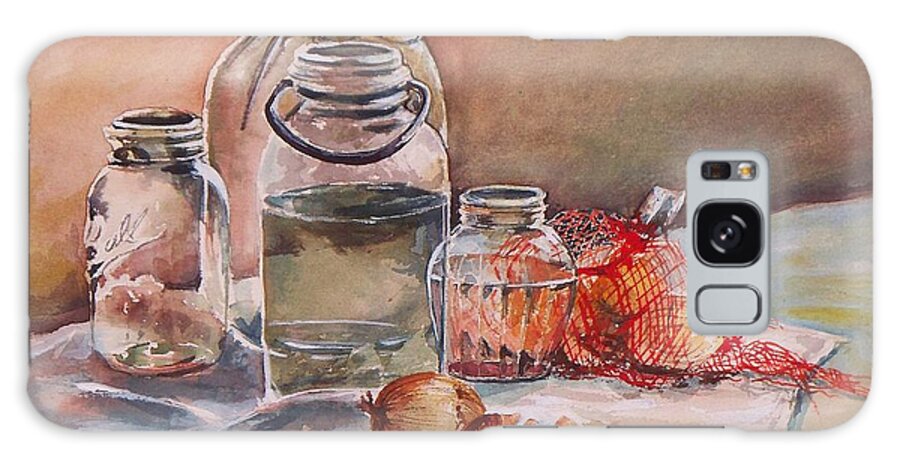 Still Life Galaxy Case featuring the painting Canning Jars and Onions by Joy Nichols