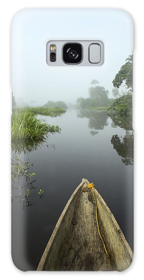Feb0514 Galaxy Case featuring the photograph Canoe On Lekoli River Drc by Pete Oxford